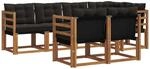 Vidaxl Outdoor Sofa Set 7 Pcs Natural And Black