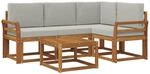 Outdoor-sofagarnitur 5 Stk. 4-sitzer Natur Und Hellgrau Vidaxl