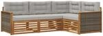 Outdoor-sofagarnitur 4 Stk. 4-sitzer Natur Und Hellgrau Vidaxl