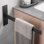 Handtuchhalter Ohne Bohren 38cm Edelstahl Geb&uuml;rstet Schwarz Rechteckig Einarmig