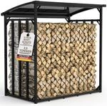 Kaminholzregal Au&szlig;en Metall Mit Abdeckplane Verzinkt 185cm X 105cm X 185cm