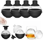 Gro&szlig;e Eisw&uuml;rfelform 6cm Rund Mit Trichterdeckel, 4er Pack Schwarz