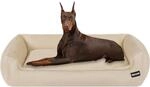 Hundebett Mit Erh&ouml;htem Rand, Abnehmbar & Waschbar, Beige, 120x90cm