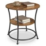 Relaxdays Beistelltisch, 2 Ablagen, Hxd: 55x55 Cm, Holzoptik & Metall, Sofatisch,