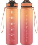 1l Trinkflasche Mit Strohhalm, Auslaufsicher, Bpa-frei, Mit Zeitmarkierungen,...