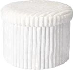 Runde, Faltbare Pouf Mit Stauraum, Wei&szlig;, &Oslash; 43 Cm X 32,5 Cm