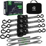Automatik Spanngurt Set 4 St&uuml;ck, 3,6m X 25mm Mit S-haken Und Soft Loops