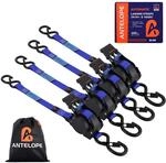 Automatik Spanngurte Mit Ratsche Und S-haken, 4 St&uuml;ck, 3,6m X 25mm, Blau