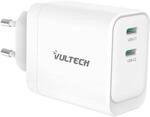 Vultech Usb-c-ladeger&auml;t Cc45-2c 45w Gan 2 Ports Type-c Pd3.0 Qc3.0 Pps Wei&szlig;