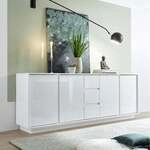 Moderne Anrichte 210cm, 4 T&uuml;ren, 3 Schubladen, Wei&szlig; Hochglanz Maine Ice