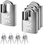 Hochsicherheits-vorh&auml;ngeschloss 50mm Edelstahl, Gleichschlie&szlig;end, 4er Pack