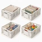 Relaxdays Klappbox, 4er Set, Stapelbar, Kunststoff, 2 Griffe, K&uuml;che, Kinderzimmer,