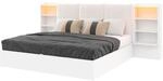 Stauraumbett 180&times;200 Cm, Doppelbett Mit 6 F&auml;chern Und Led, Ohne Matratze, Wei&szlig;