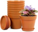 8er Set Blument&ouml;pfe Mit Untersetzer, 10cm &Oslash;, Kunststoff, F&uuml;r Innen & Au&szlig;en
