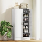Wei&szlig;er Holz-schuhschrank Mit Soft-close, Verstellbaren Einlegeb&ouml;den, 55 X 35 X 108