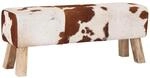 Vidaxl Bench 110 X 30 X 45 Cm Real Leather Brown And White