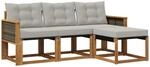 Outdoor-sofagarnitur 4 Stk. 4-sitzer Natur Und Hellgrau Vidaxl
