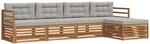 Outdoor-sofagarnitur 5 Stk. 4-sitzer Natur Und Hellgrau Vidaxl