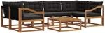 Outdoor-sofagarnitur 7 Stk. 6-sitzer Natur Und Schwarz Vidaxl