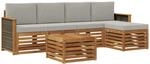 Outdoor-sofagarnitur 6 Stk. 5-sitzer Natur Und Hellgrau Vidaxl