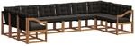 Outdoor-sofagarnitur 10 Stk. 10-sitzer Natur Und Schwarz Vidaxl