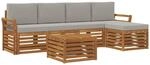 Outdoor-sofagarnitur 6 Stk. 5-sitzer Natur Und Hellgrau Vidaxl