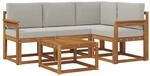 Outdoor-sofagarnitur 5 Stk. 4-sitzer Natur Und Hellgrau Vidaxl