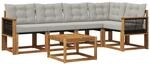 Outdoor-sofagarnitur 6 Stk. 5-sitzer Natur Und Hellgrau Vidaxl