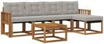 Outdoor-sofagarnitur 6 Stk. 5-sitzer Natur Und Hellgrau Vidaxl