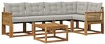 Outdoor-sofagarnitur 6 Stk. 5-sitzer Natur Und Hellgrau Vidaxl