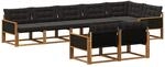 Outdoor-sofagarnitur 8 Stk. 8-sitzer Natur Und Schwarz Vidaxl