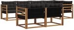 Vidaxl Outdoor Sofa Set 7 Pcs Natural And Black
