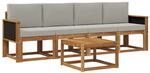 Vidaxl Outdoor Sofa Set 4 Pcs 4-seaters Natural And Light Grey