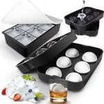 Eisw&uuml;rfelform Silikon Mit Deckel, Bpa-frei, F&uuml;r Cocktails & Whisky