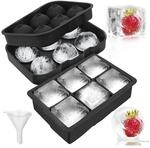 Eisw&uuml;rfelformen Silikon: 6 Kugeln + 6 Quadrate, Bpa-frei, Wiederverwendbar