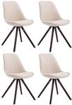 Clp - 4er Set Besucherst&uuml;hle Toulouse Stoff Rund Creme Cappuccino