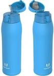 Edelstahl Thermosflasche 350-950ml, Bpa-frei, 2 Deckel, Himmelblau