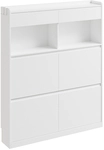 Sobuy Schuhschrank Schmal Hoch Wei&szlig; Schuhkipper Mit 12 F&auml;chern Und 2 Schubladen 
