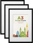 Bilderrahmen A3 Schwarz Mit Acrylglas F&uuml;r Fotos Din A4, 3er Set