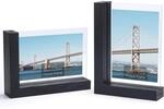 2er Set Bilderrahmen 10x15 Cm, Doppelseitig, Glas, L-sockel, Schwarz