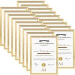 Bilderrahmen A4 18er Set Gold F&uuml;r Wand & Tisch