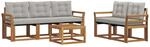 Outdoor-sofagarnitur 6 Stk. 5-sitzer Natur Und Hellgrau Vidaxl