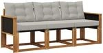 Outdoor-sofagarnitur 3 Stk. 3-sitzer Natur Und Hellgrau Vidaxl