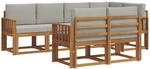 Outdoor-sofagarnitur 7 Stk. 7-sitzer Natur Und Hellgrau Vidaxl