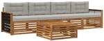 Outdoor-sofagarnitur 5 Stk. 4-sitzer Natur Und Hellgrau Vidaxl