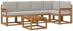 Outdoor-sofagarnitur 6 Stk. 5-sitzer Natur Und Hellgrau Vidaxl