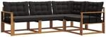 Vidaxl Outdoor Sofa Set 4 Pcs Natural And Black