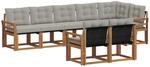 Outdoor-sofagarnitur 8 Stk. 7-sitzer Natur Und Hellgrau Vidaxl