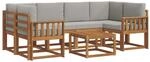 Outdoor-sofagarnitur 7 Stk. 6-sitzer Natur Und Hellgrau Vidaxl