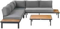 Garten Ecksofa Mit Tisch 5-sitzer Fivizzano Akazienholz Dunkelgrau